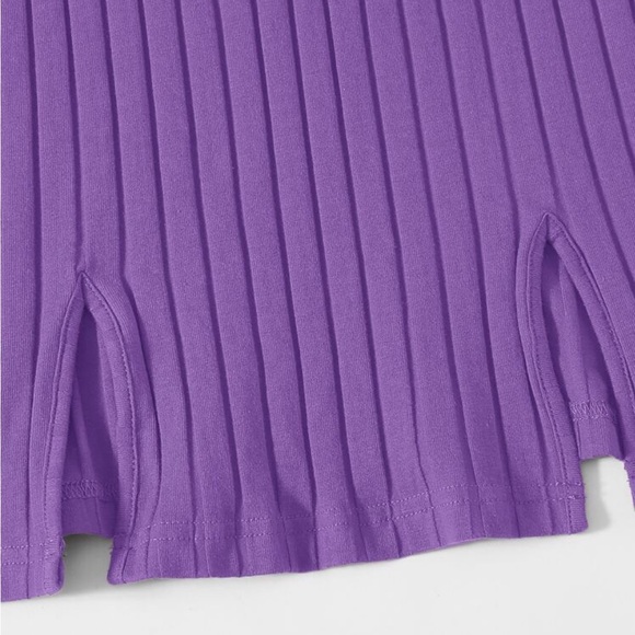 XS Violet purple EZwear Ribbed Cami M-Slit Bodycon Mini Dress - Picture 3 of 5